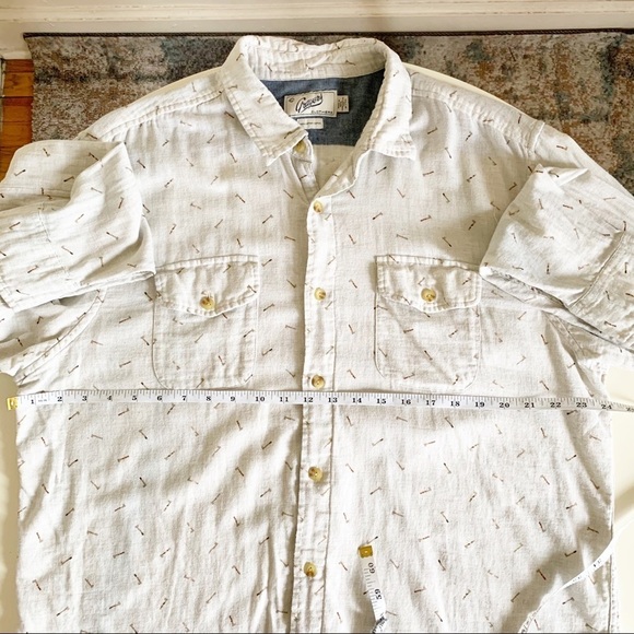Grayers Throwing Axe Print Twill Button Down Shirt Oatmeal Men’s Size XL - Picture 4 of 8